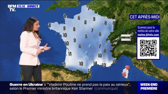 De la pluie et de la neige sur l'est de la France, et des éclaircies sur le reste de l'Hexagone, avec des températures comprises entre 4°C et 16°C... La météo de ce samedi 15 mars
