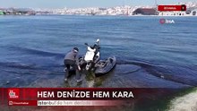 İstanbul'da hem denizde hem karada gidebilen motosiklet yaptı