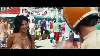 Bathers are HUMAN BAIT for GIANT PIRANHAS when crossing a STRETCHED ROPE above the RIVER