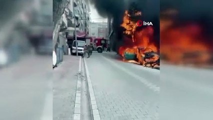 Esenyurt'ta korkutan anlar! Bir anda alev aldı!