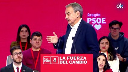 Un exaltado Zapatero carga contra Trump y Musk en un acto del PSOE en Aragón: "¡Se creen dioses, joder!"