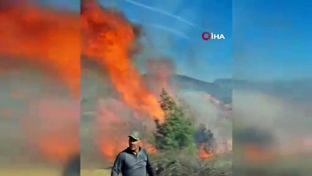 Çanakkale’de tarım arazisinde çıkan yangın ormanlık alana sıçradı