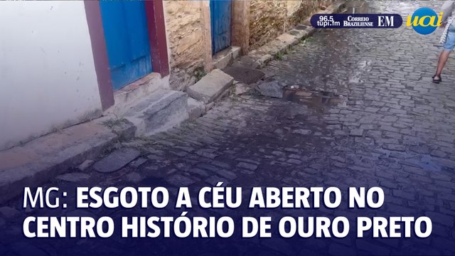 Esgoto a céu aberto no centro histórico de Ouro Preto preocupa moradores