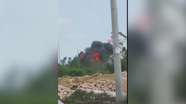 Shocking image of a chinese fighter jet crashing during military training