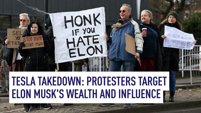 ‘Tesla Takedown’ protesters aim to hit Elon Musk in the pocket