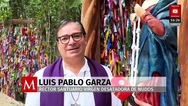 Feligreses acuden al santuario de la Virgen Desatadora de Nudos en busca de ayuda