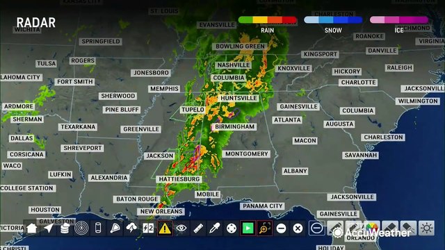 Rain-wrapped tornado causes damage as storms push east from Mississippi to Alabama