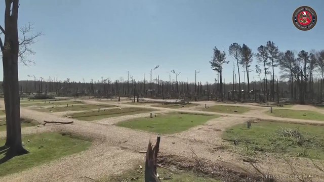 Drone video shows uprooted trees, destroyed houses in Mississippi after extreme weather