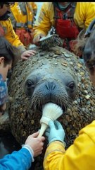 🦭✨ Rescuing a Giant Seal! Watch the Incredible Barnacle Cleanup! 🧼🚿