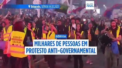 Dezenas de milhares de pessoas protestam em Belgrado contra a corrupção