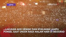 Momen Hening Pengunjuk Rasa saat Demo Presiden Serbia Aleksandar Vucic di Beograd