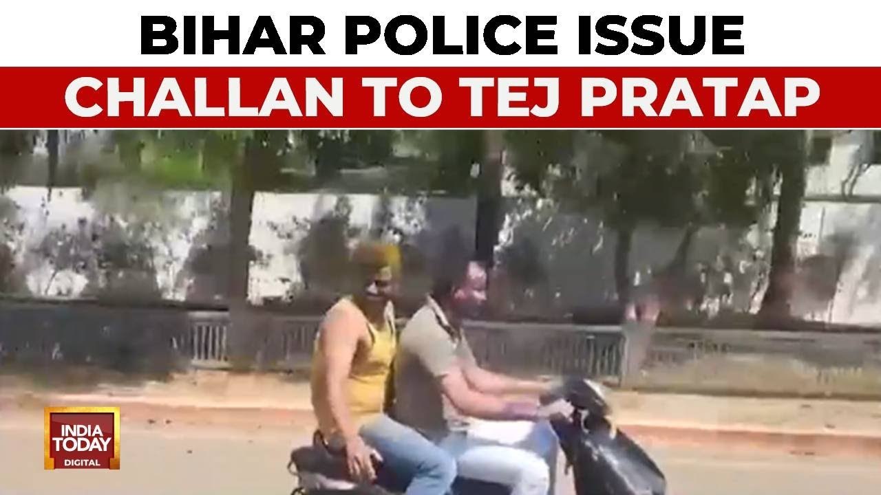 RJD MLA Tej Pratap Yadav fined Rs 4,000 for not wearing helmet on scooter