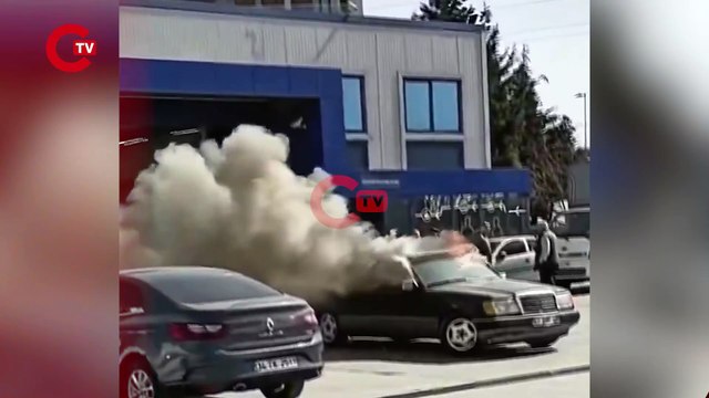 Tuzla'da bir kişinin muayeneden geçemeyen aracını yakması kamerada