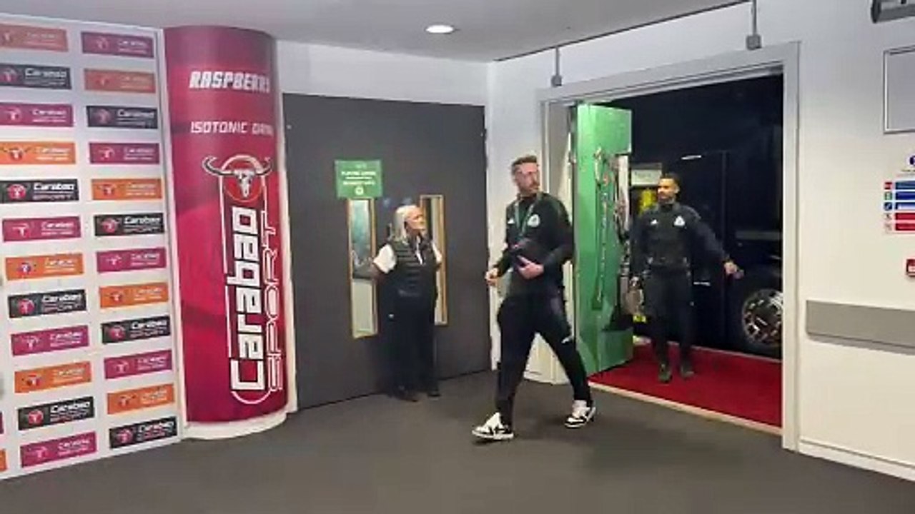 Newcastle United arrive at Wembley ahead of the Carabao Cup final v Liverpool