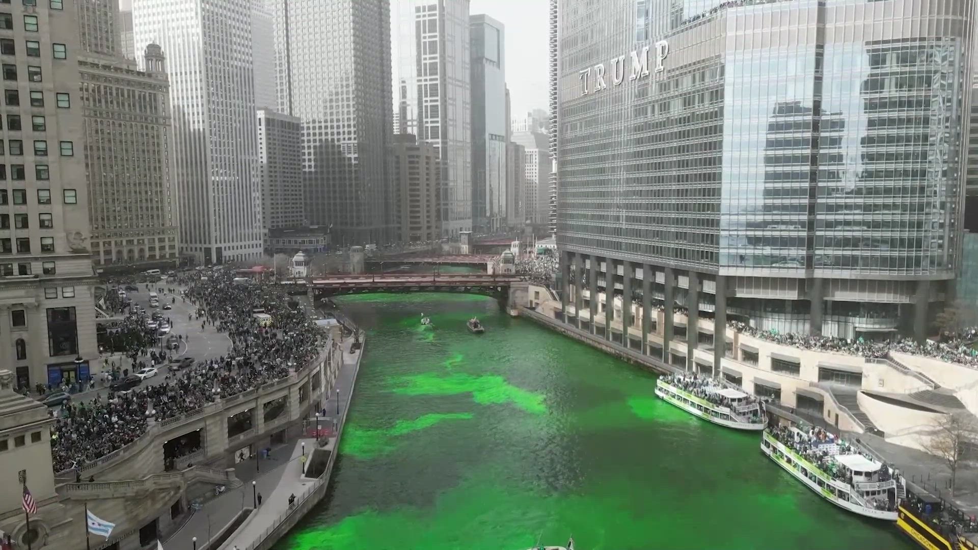 Chicago river dyed green for St. Patrick's Day