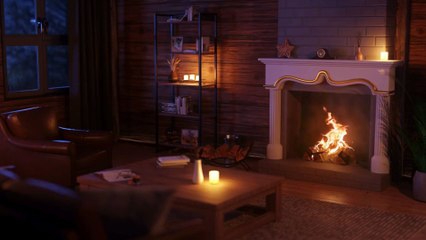 Rainy Night in a Cozy Forest Cabin | the Fire help to Beat Insomnia | Relaxing Music - Meditation