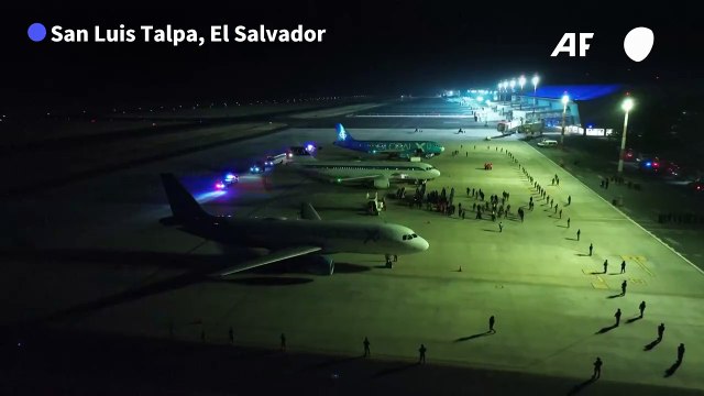Alleged gang members deported from US arrive in El Salvador mega prison