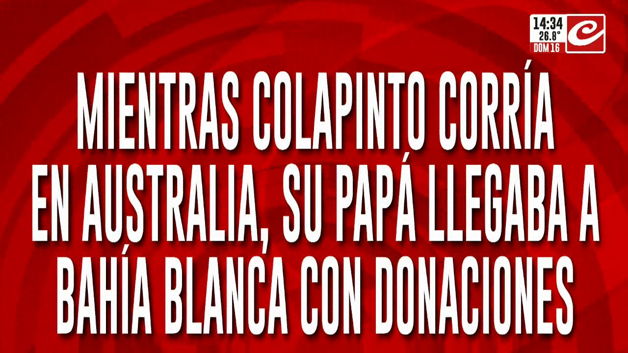 Mientras Colapinto estaba en Australia, su papá llegaba a Bahía Blanca con donaciones