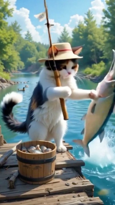 Cat cooking fish|Cat cooking skills😱😱|Cooking recipe