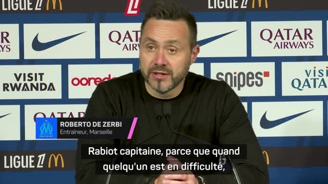 Marseille - De Zerbi : Parce qu’il a été hué, c’était juste de voir Rabiot capitaine au Parc des Princes”