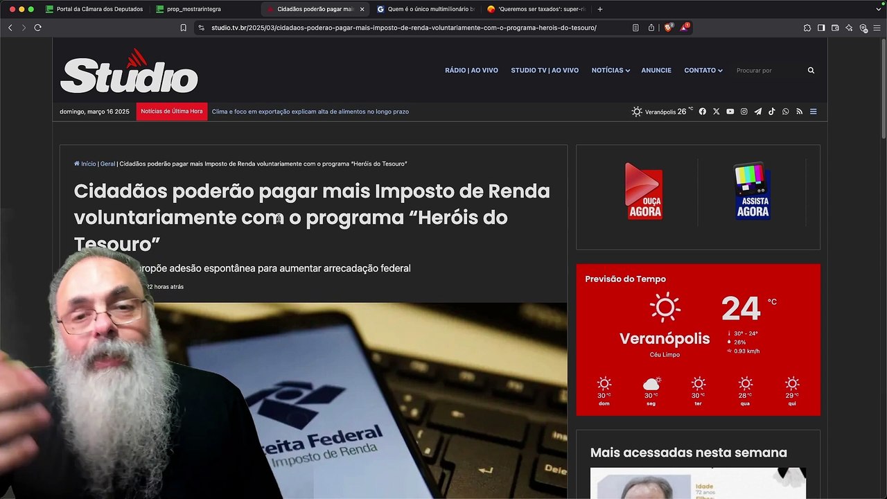 PROJETO de LEI cria programa "HEROI do TESOURO" para QUEM QUISER PAGAR mais IMPOSTO sem GANHAR NADA