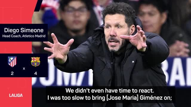 Atletico lacked strength at end of Barcelona defeat - Simeone