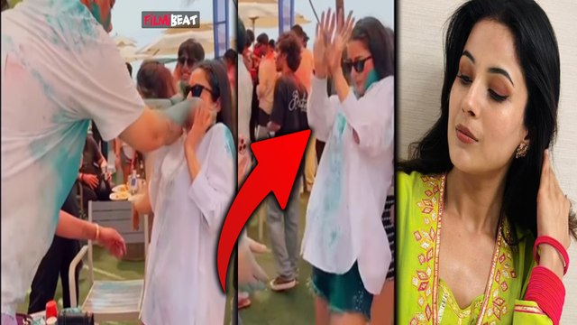Shehnaaz Gill Video : शहनाज गिल को एक शख्स ने जबरन लगाया रंग, Holi का Video देख भड़के Fans