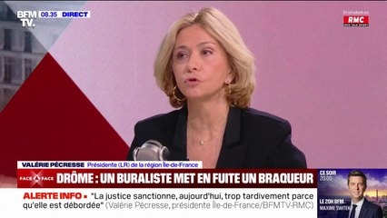"Je demande un vrai choc d'autorité": Valérie Pécresse, présidente LR de la région Île-de-France, réagit à l'attaque à main armée d'un buraliste dans la Drôme