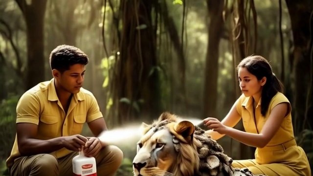 Awesome Rescue Wildlife team Barnacles infected Lion