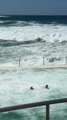 Waves Crash Into Swimming Pool Caused by Cyclone Alfred in Australia