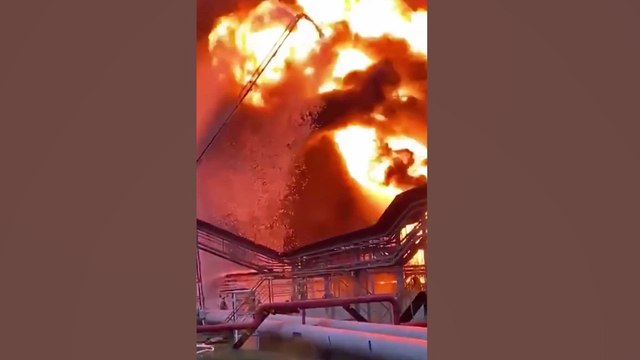 Flames engulf oil depot in Russia after Ukrainian drone attack, Russian military says