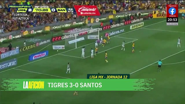 Tigres golea a Santos en el Volcán y asciende en la tabla de la Liga MX con Pizarro