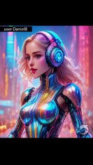 Cyberpunk girl with AI headphones - song Przeszłość mam za sobą