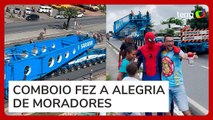 Transporte de transformador gigante vira atração e atrai multidão em Pernambuco