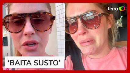 Bárbara Evans chora após o filho ser picado por escorpião