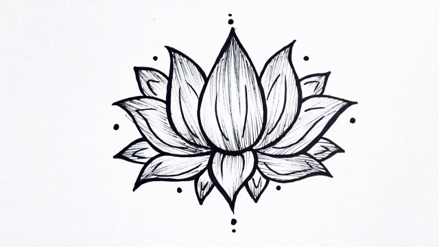 How to draw a flower easy step by step __ Lotus flower drawing