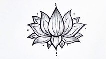 How to draw a flower easy step by step __ Lotus flower drawing