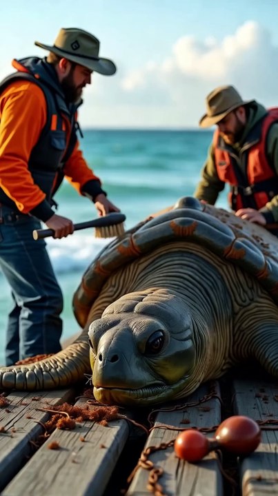 🐢✨ Heartwarming Rescue! Team Cleans Giant Turtle Covered in Barnacles 🧼💙