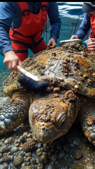 🐢✨ Heartwarming Rescue! Watch as a Giant Turtle Gets a Spa Day! 🛁💙