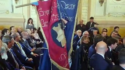 Sassari, il Pontefice massimo della goliardia Pantaleone I all'inaugurazione dell'anno accademico