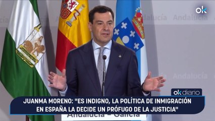 Juanma Moreno: "Es indigno, la política de inmigración en España la decide un prófugo de la Justicia"