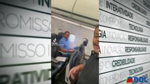 b'Fla1vio Bolsonaro a9 cobrado dentro de avio por passageiro'