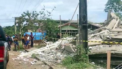 b'Desabamento de pra9dio de traas andares deixa traas feridos em Limoeiro do Ajuru'