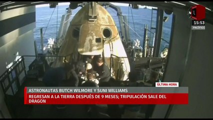 Astronautas salen de la cápsula Crew Dragon, tras nueve meses varados en EEI