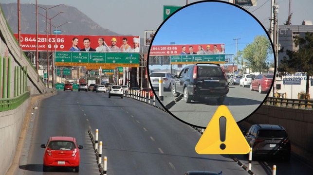 Tráfico en Saltillo: conductores invaden carril confinado en el deprimido de periférico LEA