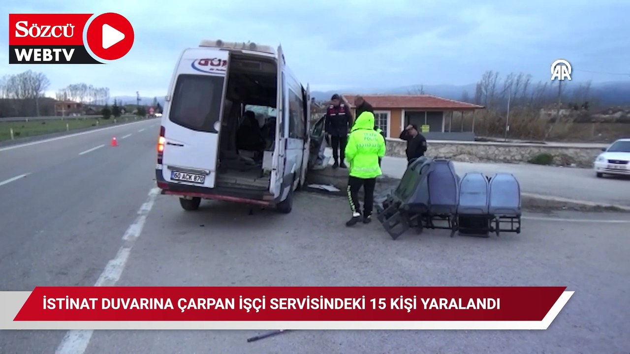 Tokat'ta istinat duvarına çarpan işçi servisindeki 15 kişi yaralandı