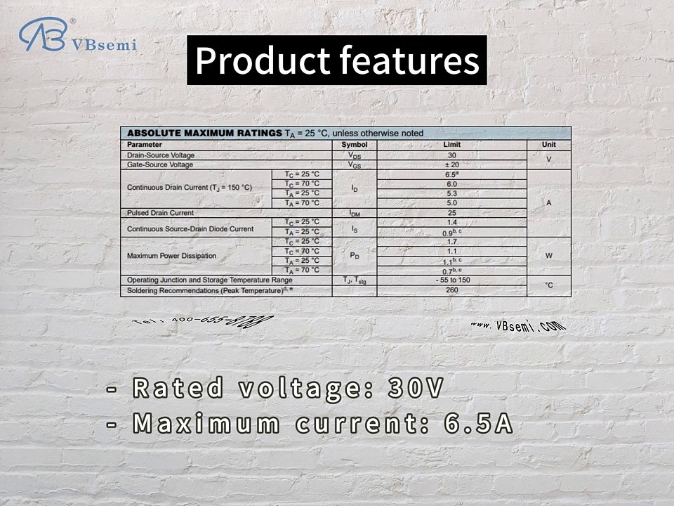 SSC8034GS6-VB is a SOT23 package N-Channel field effect MOS tube