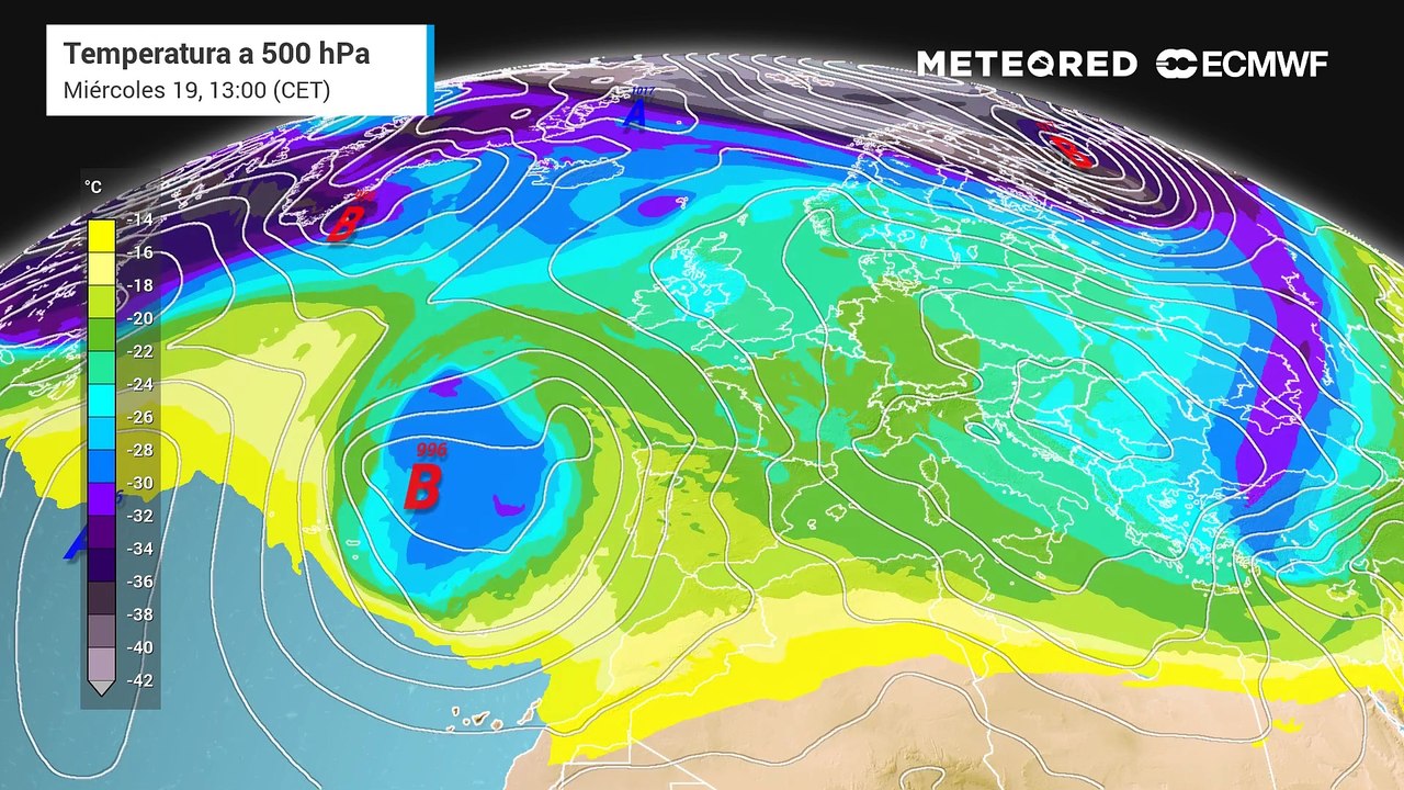 En unas horas la borrasca Martinho y España serán víctimas del 'efecto Fujiwhara'