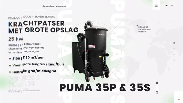 Depureco Puma 35P & 35S | Krachtige heavy duty industriële stofzuigers voor zware toepassingen
