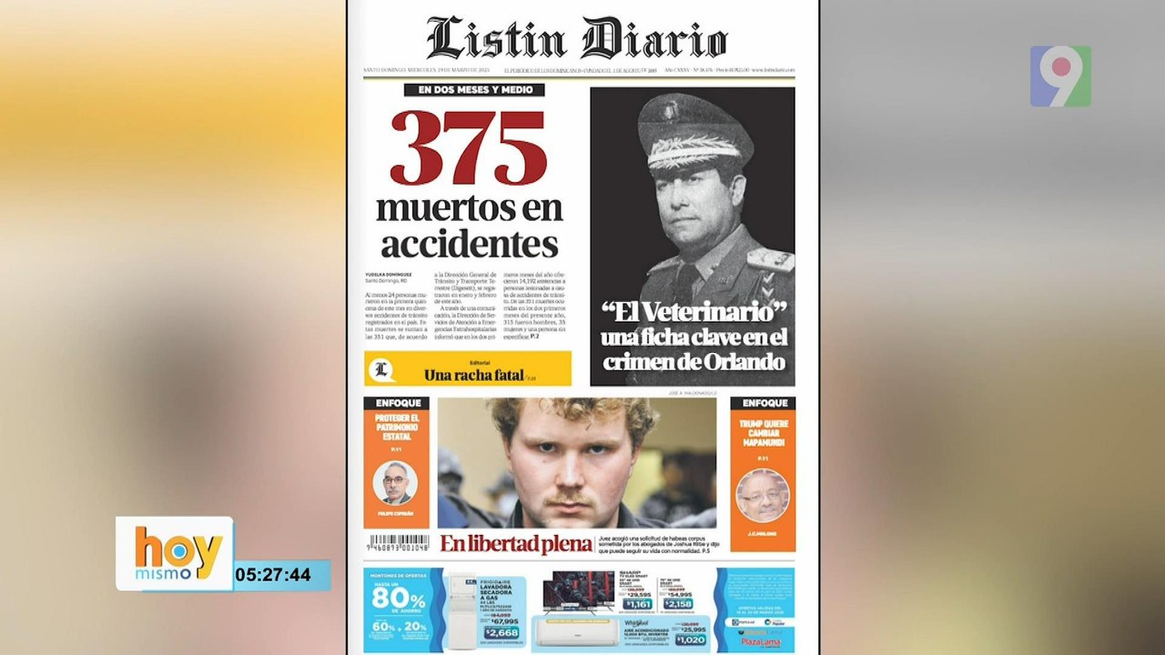 Titulares prensa dominicana miércoles 19 de marzo  2025 | Hoy Mismo